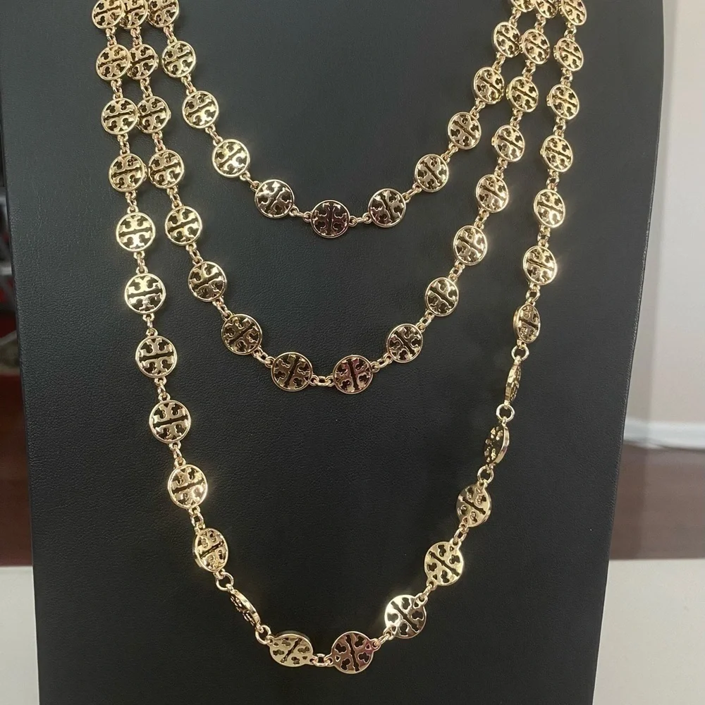TORY BURCH•Vintage Triple Layered Necklace Goldtone - Picture 1 of 7